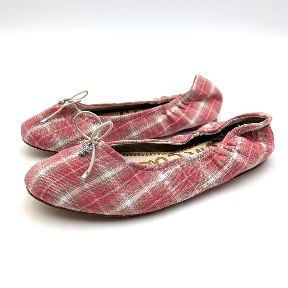 Sam Edelman Felicia Ballet Flats Round Toe Girls' Pink Plaid Size US3 EU34